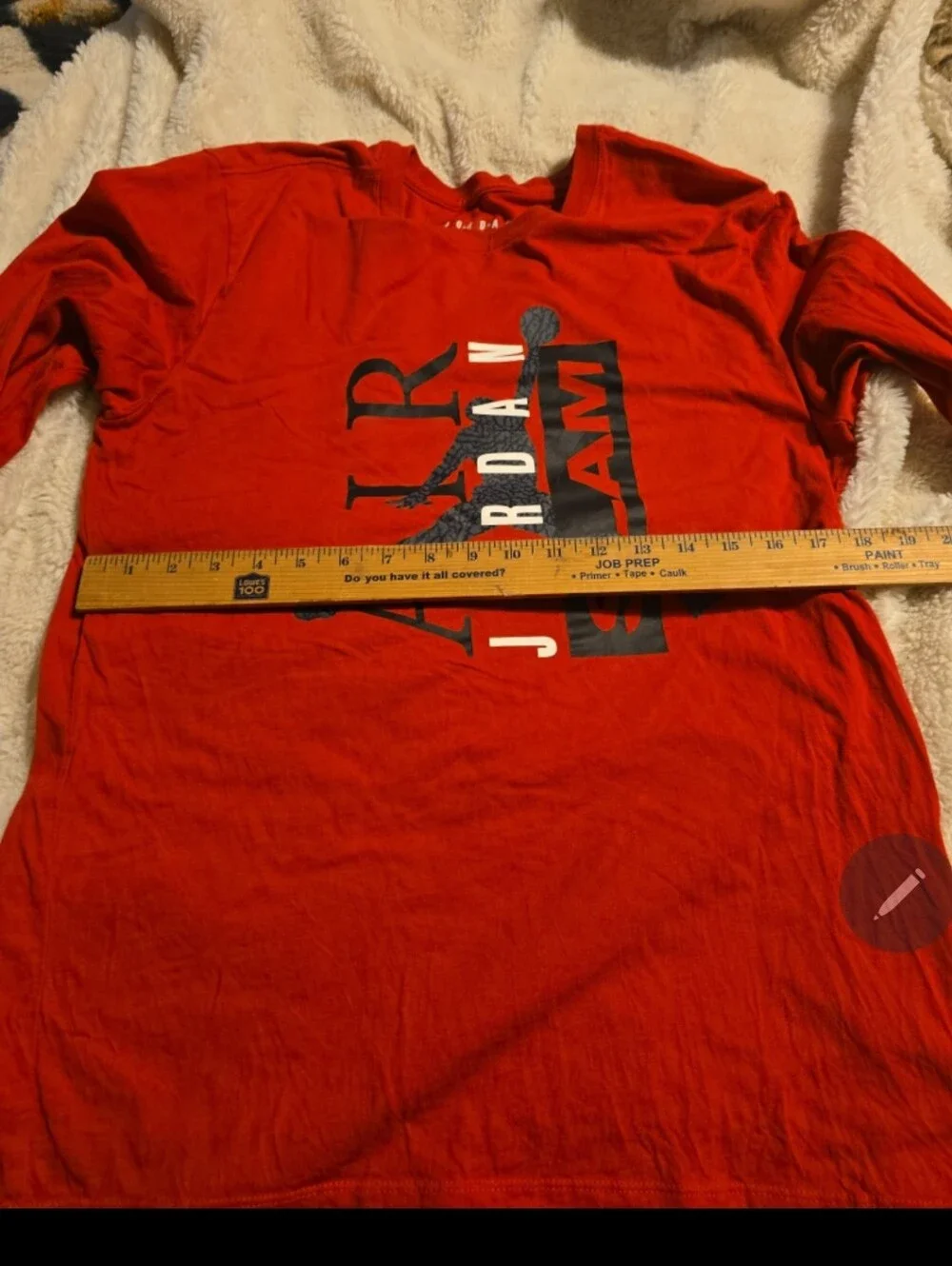 t070126 Air Jordan Shirt Men's Medium Red Long Sleeve Slam Logo Nike Pullover Sh
